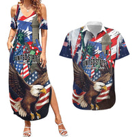 Personalized Puerto Rico 4th of July Couples Matching Summer Maxi Dress and Hawaiian Shirt USA Statue of Liberty El Morro