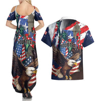 Personalized Puerto Rico 4th of July Couples Matching Summer Maxi Dress and Hawaiian Shirt USA Statue of Liberty El Morro