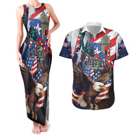 Personalized Puerto Rico 4th of July Couples Matching Tank Maxi Dress and Hawaiian Shirt USA Statue of Liberty El Morro