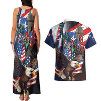 Personalized Puerto Rico 4th of July Couples Matching Tank Maxi Dress and Hawaiian Shirt USA Statue of Liberty El Morro
