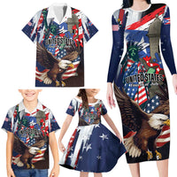 Personalized Puerto Rico 4th of July Family Matching Long Sleeve Bodycon Dress and Hawaiian Shirt USA Statue of Liberty El Morro