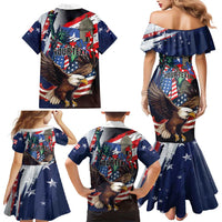 Personalized Puerto Rico 4th of July Family Matching Mermaid Dress and Hawaiian Shirt USA Statue of Liberty El Morro