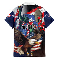 Personalized Puerto Rico 4th of July Family Matching Off The Shoulder Long Sleeve Dress and Hawaiian Shirt USA Statue of Liberty El Morro