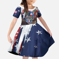 Personalized Puerto Rico 4th of July Family Matching Off Shoulder Maxi Dress and Hawaiian Shirt USA Statue of Liberty El Morro