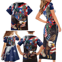 Personalized Puerto Rico 4th of July Family Matching Short Sleeve Bodycon Dress and Hawaiian Shirt USA Statue of Liberty El Morro