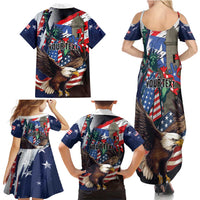 Personalized Puerto Rico 4th of July Family Matching Summer Maxi Dress and Hawaiian Shirt USA Statue of Liberty El Morro