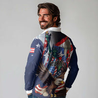 Personalized Puerto Rico 4th of July Long Sleeve Polo Shirt USA Statue of Liberty El Morro