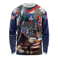 Personalized Puerto Rico 4th of July Long Sleeve Shirt USA Statue of Liberty El Morro