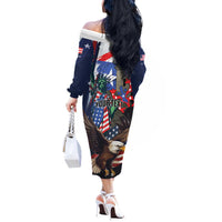 Personalized Puerto Rico 4th of July Off The Shoulder Long Sleeve Dress USA Statue of Liberty El Morro