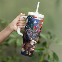 Personalized Puerto Rico 4th of July Tumbler With Handle USA Statue of Liberty El Morro