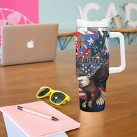 Personalized Puerto Rico 4th of July Tumbler With Handle USA Statue of Liberty El Morro