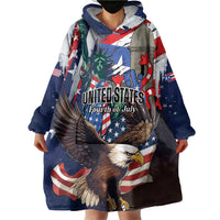 Personalized Puerto Rico 4th of July Wearable Blanket Hoodie USA Statue of Liberty El Morro