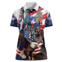 Personalized Puerto Rico 4th of July Women Polo Shirt USA Statue of Liberty El Morro