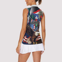 Personalized Puerto Rico 4th of July Women Sleeveless Polo Shirt USA Statue of Liberty El Morro