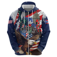 Personalized Puerto Rico 4th of July Zip Hoodie USA Statue of Liberty El Morro