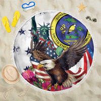 US Virgin Islands 4th of July Beach Blanket US Eagle Statue of Liberty