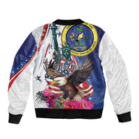 Personalized US Virgin Islands 4th of July Bomber Jacket US Eagle Statue of Liberty