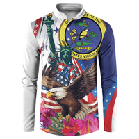 Personalized US Virgin Islands 4th of July Button Sweatshirt US Eagle Statue of Liberty