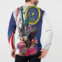 Personalized US Virgin Islands 4th of July Button Sweatshirt US Eagle Statue of Liberty