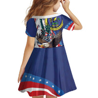 Personalized US Virgin Islands 4th of July Family Matching Off Shoulder Maxi Dress and Hawaiian Shirt US Eagle Statue of Liberty