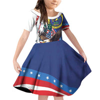 Personalized US Virgin Islands 4th of July Family Matching Off Shoulder Short Dress and Hawaiian Shirt US Eagle Statue of Liberty