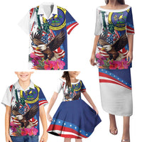 Personalized US Virgin Islands 4th of July Family Matching Puletasi and Hawaiian Shirt US Eagle Statue of Liberty