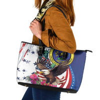 US Virgin Islands 4th of July Leather Tote Bag US Eagle Statue of Liberty