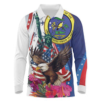 Personalized US Virgin Islands 4th of July Long Sleeve Polo Shirt US Eagle Statue of Liberty