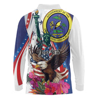 Personalized US Virgin Islands 4th of July Long Sleeve Polo Shirt US Eagle Statue of Liberty