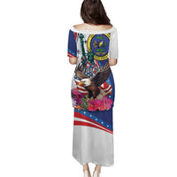 Personalized US Virgin Islands 4th of July Puletasi US Eagle Statue of Liberty