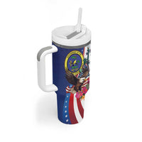 Personalized US Virgin Islands 4th of July Tumbler With Handle US Eagle Statue of Liberty