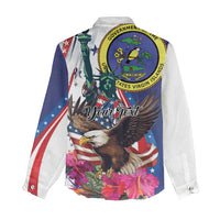 Personalized US Virgin Islands 4th of July Women Casual Shirt US Eagle Statue of Liberty