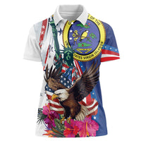 Personalized US Virgin Islands 4th of July Women Polo Shirt US Eagle Statue of Liberty