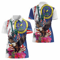 Personalized US Virgin Islands 4th of July Women Polo Shirt US Eagle Statue of Liberty