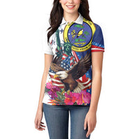 Personalized US Virgin Islands 4th of July Women Polo Shirt US Eagle Statue of Liberty