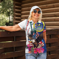 Personalized US Virgin Islands 4th of July Women Polo Shirt US Eagle Statue of Liberty