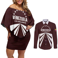 Custom Venezuela Rugby Couples Matching Off Shoulder Short Dress and Long Sleeve Button Shirt Las Orquideas Go Champions