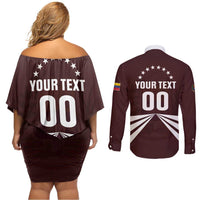 Custom Venezuela Rugby Couples Matching Off Shoulder Short Dress and Long Sleeve Button Shirt Las Orquideas Go Champions