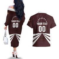 Custom Venezuela Rugby Couples Matching Off The Shoulder Long Sleeve Dress and Hawaiian Shirt Las Orquideas Go Champions