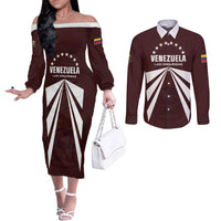 Custom Venezuela Rugby Couples Matching Off The Shoulder Long Sleeve Dress and Long Sleeve Button Shirt Las Orquideas Go Champions