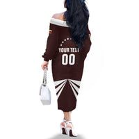 Custom Venezuela Rugby Family Matching Off The Shoulder Long Sleeve Dress and Hawaiian Shirt Las Orquideas Go Champions