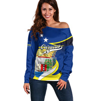 Curacao Off Shoulder Sweater Coat Of Arms With Map Special Version - Wonder Print Shop