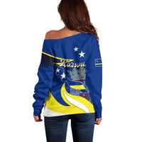 Curacao Off Shoulder Sweater Coat Of Arms With Map Special Version - Wonder Print Shop