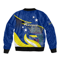 Curacao Sleeve Zip Bomber Jacket Coat Of Arms With Map Special Version - Wonder Print Shop
