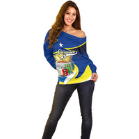 Custom Curacao Off Shoulder Sweater Coat Of Arms With Map Special Version - Wonder Print Shop