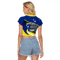 Custom Curacao Raglan Cropped T Shirt Coat Of Arms With Map Special Version - Wonder Print Shop
