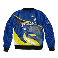 Custom Curacao Sleeve Zip Bomber Jacket Coat Of Arms With Map Special Version - Wonder Print Shop