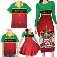 Personalized Saint Kitts and Nevis Royal Pattern Family Matching Long Sleeve Bodycon Dress and Hawaiian Shirt - Wonder Print Shop