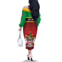 Personalized Saint Kitts and Nevis Royal Pattern Family Matching Off The Shoulder Long Sleeve Dress and Hawaiian Shirt - Wonder Print Shop