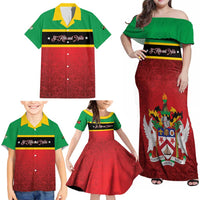 Personalized Saint Kitts and Nevis Royal Pattern Family Matching Off Shoulder Maxi Dress and Hawaiian Shirt - Wonder Print Shop